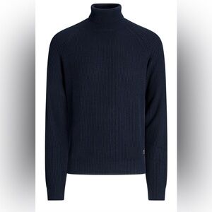 Jack & Jones Men 2X Navy Blue Cable Knit Turtleneck Sweater Pullover Casual New
